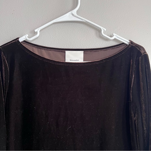 NWT Reformation Jaelynn Knit Dress Deep Brown Velvet L - Picture 8 of 10